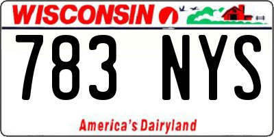 WI license plate 783NYS