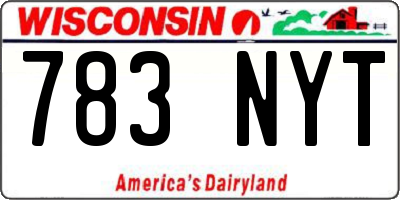 WI license plate 783NYT