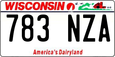 WI license plate 783NZA