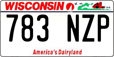 WI license plate 783NZP