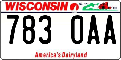 WI license plate 783OAA