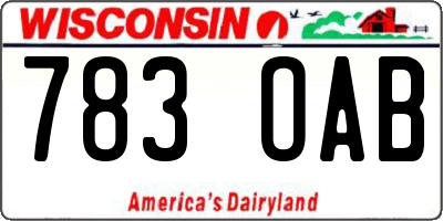 WI license plate 783OAB