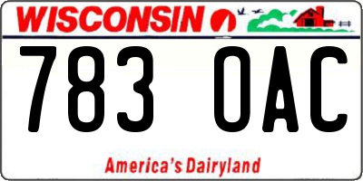WI license plate 783OAC