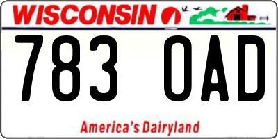 WI license plate 783OAD