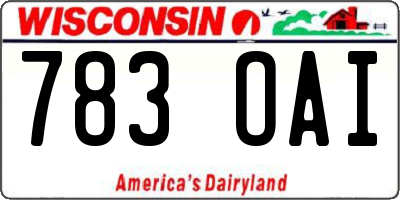 WI license plate 783OAI