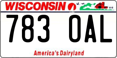 WI license plate 783OAL