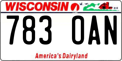 WI license plate 783OAN