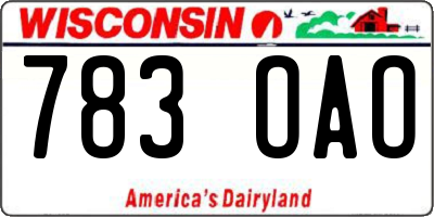 WI license plate 783OAO