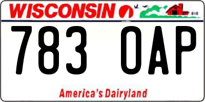 WI license plate 783OAP
