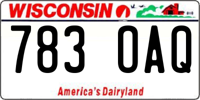 WI license plate 783OAQ
