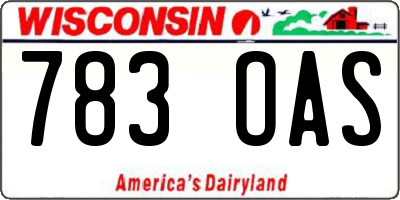 WI license plate 783OAS
