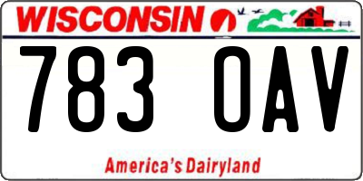 WI license plate 783OAV