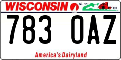 WI license plate 783OAZ