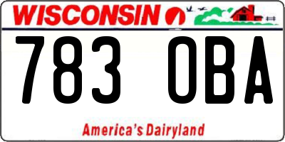 WI license plate 783OBA