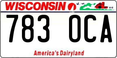 WI license plate 783OCA