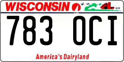 WI license plate 783OCI