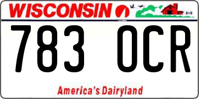WI license plate 783OCR