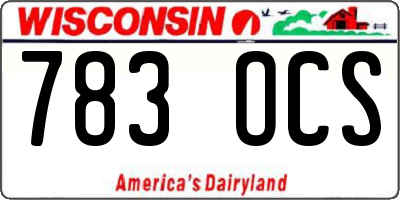 WI license plate 783OCS
