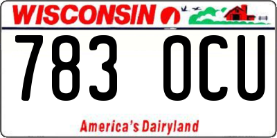 WI license plate 783OCU