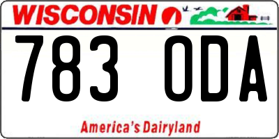 WI license plate 783ODA