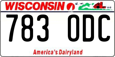 WI license plate 783ODC