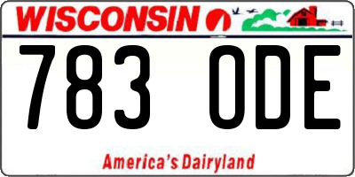 WI license plate 783ODE
