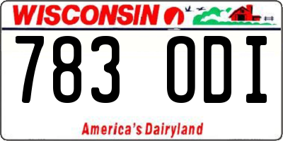 WI license plate 783ODI
