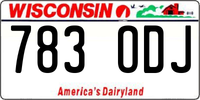WI license plate 783ODJ