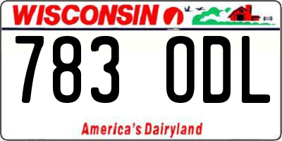 WI license plate 783ODL
