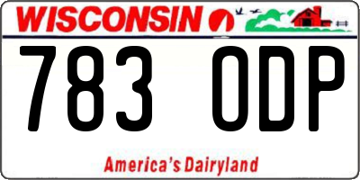 WI license plate 783ODP