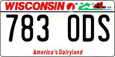 WI license plate 783ODS