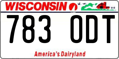 WI license plate 783ODT