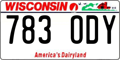 WI license plate 783ODY