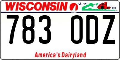 WI license plate 783ODZ