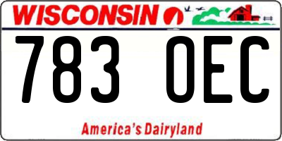 WI license plate 783OEC