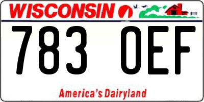 WI license plate 783OEF