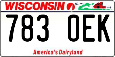 WI license plate 783OEK