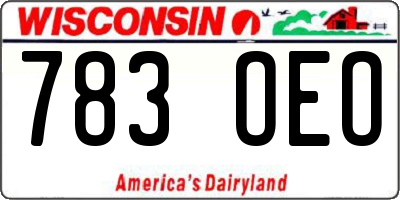 WI license plate 783OEO