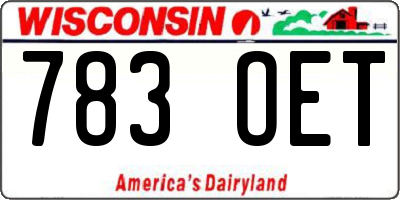WI license plate 783OET