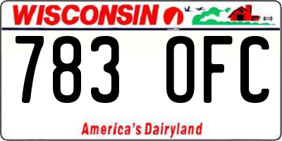 WI license plate 783OFC