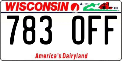 WI license plate 783OFF