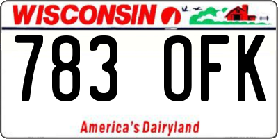 WI license plate 783OFK