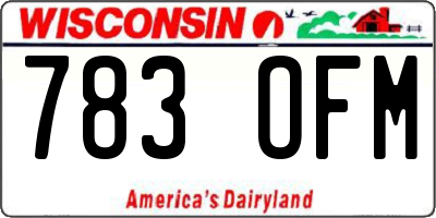 WI license plate 783OFM