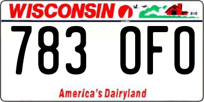 WI license plate 783OFO