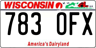 WI license plate 783OFX