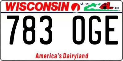 WI license plate 783OGE