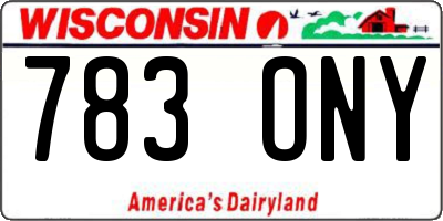 WI license plate 783ONY
