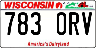 WI license plate 783ORV