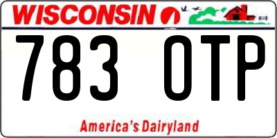 WI license plate 783OTP