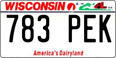 WI license plate 783PEK